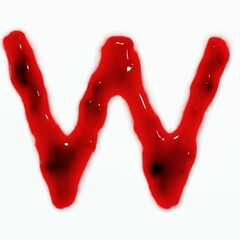 3d render of isolated blood or red wine alphabet letters top view.