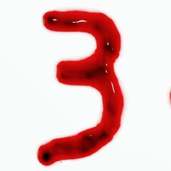 isolated on white 3d render of blood red wine liquid numerical numbers and symbols