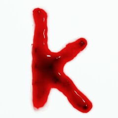 3d render of isolated blood or red wine alphabet letters top view.