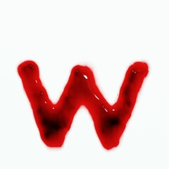 3d render of isolated blood or red wine alphabet letters top view.
