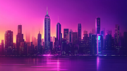 city skyline at night