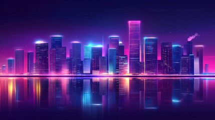 city skyline at night