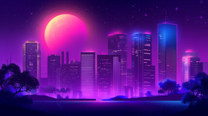 Naklejka premium city skyline at night