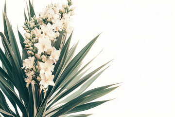 Obraz premium Elegant white flowers with green leaves