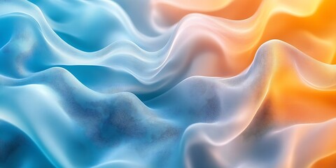 Obraz premium Abstract waves of blue and orange fabric textures.