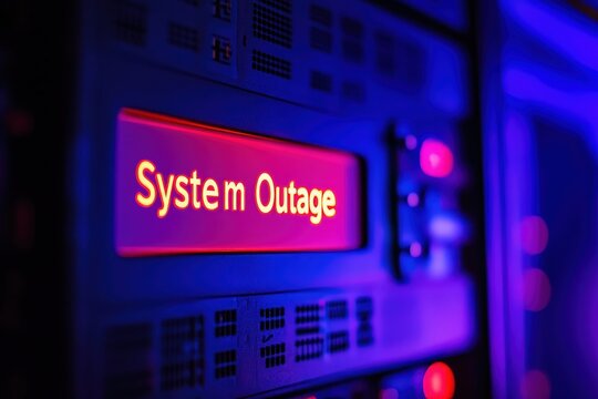 System outage warning sign in server room