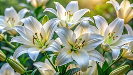 Obraz premium Close-up view of white Madonna lily flowers