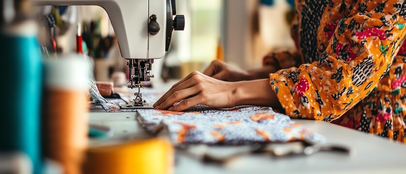 Sewing fabric with a vintage sewing machine