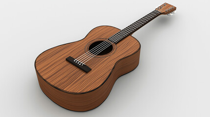 Acoustic guitar displayed on a neutral surface, highlighting its intricate wood details
