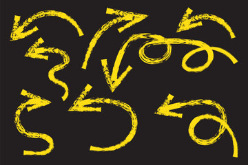 Various bold brush drawn arrows seamless pattern. Hand drawn different straight lines with angles, with bold arrows. Seamless abstract geometric pattern in sketchy grunge style.