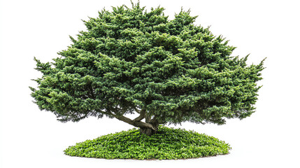 Tree with lush green foliage, white isolate background