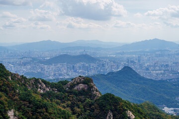 Scenic view of Mt.Bukhansan National Park against sky