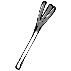 筆タッチの長ネギのモノクロイラスト