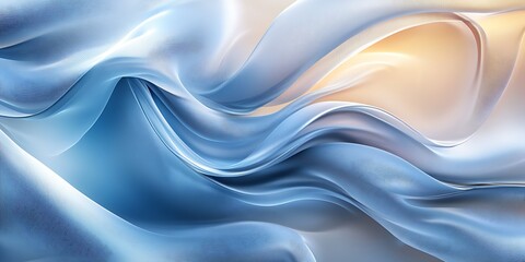 Fototapeta premium Soft flowing fabric in shades of blue and cream.