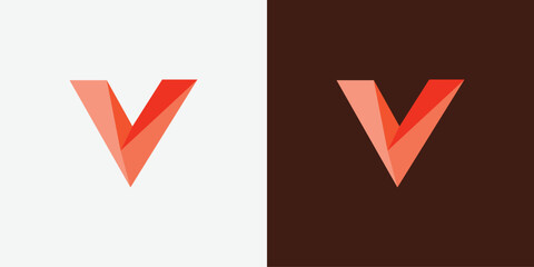 red abstract V Alphabet icon logo