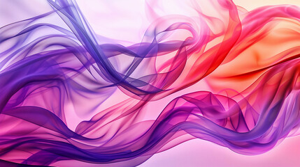 Obraz premium An abstract digital art background with flowing, sheer fabric in shades of purple and pink, creating an elegant and dreamy atmosphere.