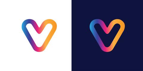 gradient V Alphabet icon logo