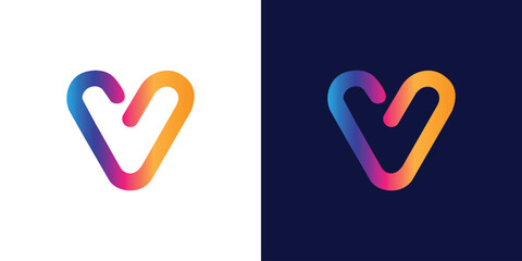 gradient V Alphabet icon logo