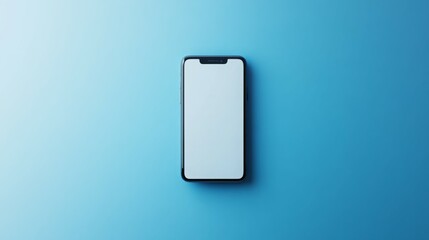 Smartphone with blank screen on a blue background.