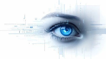 Blue eye on digital background