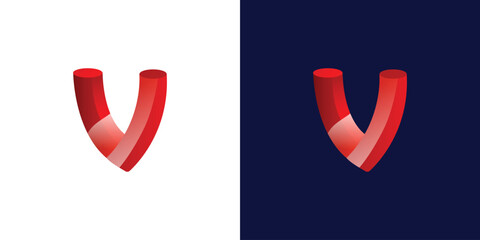3d V Alphabet icon logo. Premium Business logo