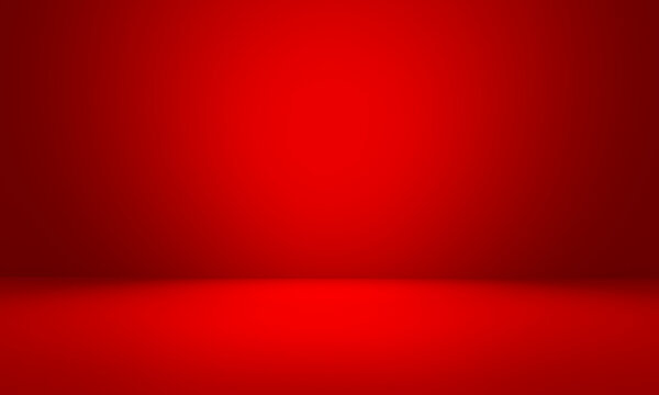 Empty bright red studio background, product display with copy space for displaying content design. Banner for product advertising