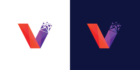 V initial based Alphabet icon logo. Premium Business logo