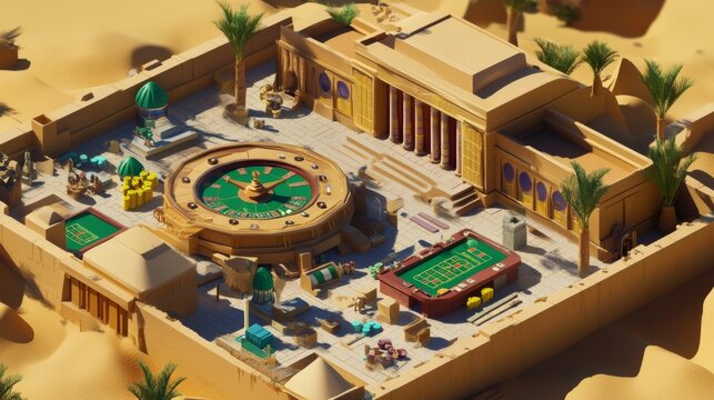 3D model of pyramid casino with boobytrapped tables and animations