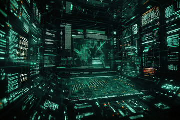 Futuristic Digital Matrix Room