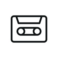 Retro audio cassette isolated icon, cassette tape vector symbol with editable stroke