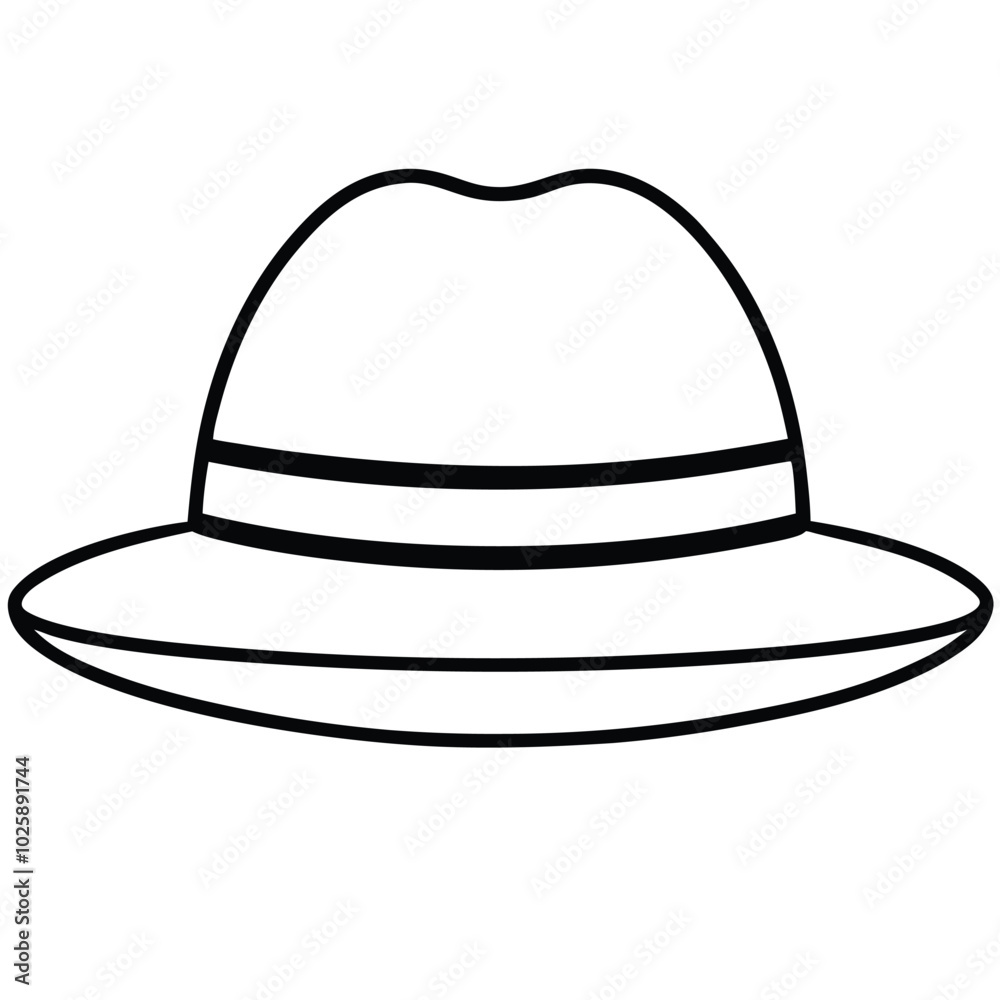 Sticker Hat Vector Outline Illustration.