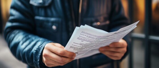 Naklejka premium Person holding documents in hands.