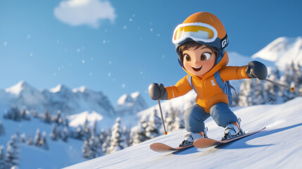 Ski enthusiasts skiing on winter ski slopes