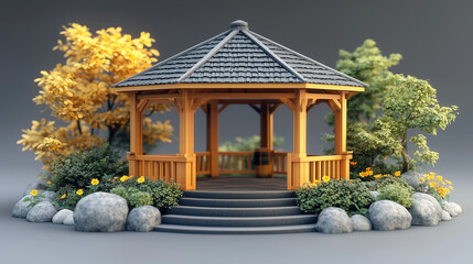 A small pavilion with lots of plants