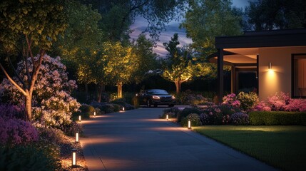 Fototapeta premium Illuminated Garden Path