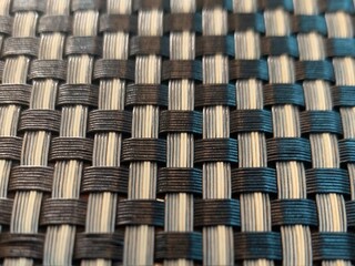 brown and gray Plastic woven surface basket, strip crossed square