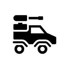 Army tank solid icon. Combat fighting and war vehicle symbol
