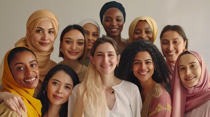 Group of Women of Various Ages and Ethnicities Smiling Together, Group Portrait, Diversity, Unity