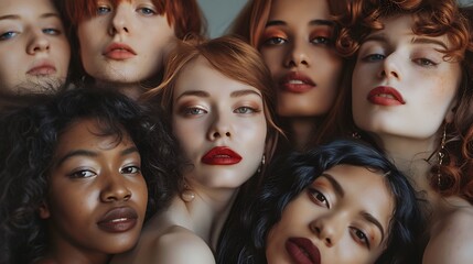 Group of Women with Different Hairstyles and Fashion, Celebrating Individuality, Group Portrait, Diversity, Fashion
