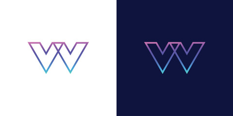 W Letter Logo line art geometric