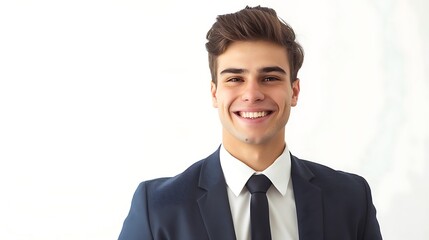 Handsome Caucasian Man in Formal Suit Smiling, Isolated on White Background, Business Theme, Formal Suit, Portrait