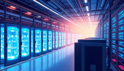 Obraz premium Innovative Energy Solutions: A Futuristic Data Center