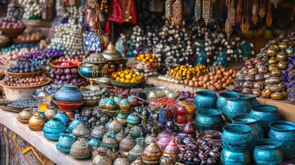 Colorful Market Stalls in Morocco