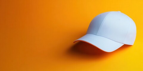 Blank cap mockup with a tilted front view, set against a neutral background Sharp, clean design, ideal for showcasing logo designs or advertising campaigns