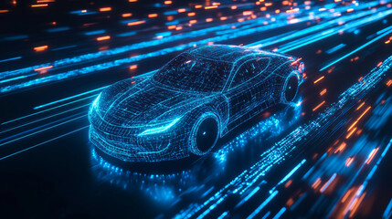 Abstract concept of electric vehicles driving on highways