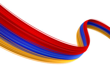 Flowing Ribbon of Armenian Flag in Abstract Brush Strokes