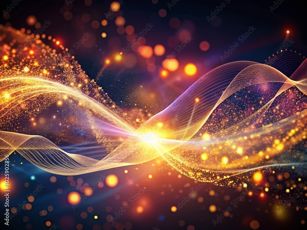 Poster abstract digital particle wave and light in cyberspace technology connection