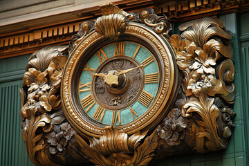 Obraz premium Antique Ornate Wall Clock Close-Up