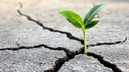 Resilient Green Plant Growing in Dry Soil