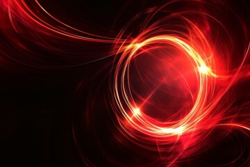Abstract red glowing light effect on a black background, an oval ring shape with a speed motion trail.
